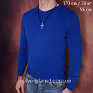 Чоловіча шовкова цепочка і прямий хрестик. Шовковий шнурок з срібним замком і рівний кулон хрест., фото 8