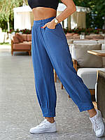 Летние льняные стильные брюки женские Ткань: полированный лён Размеры XL(48/50),XXL(50/52)