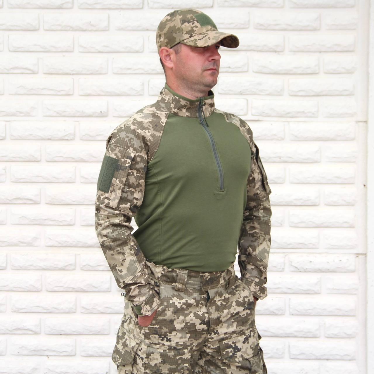 Бойова сорочка убакс зсу літня тактична РІП СТОП мультикам з налокітниками для військових, розмір 46-62
