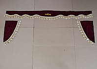 Комплект штор МАЗ (ламбрекен лобового стекла, уголки бокового стекла) (бордовый L= 2,2 м) 5336-8205310