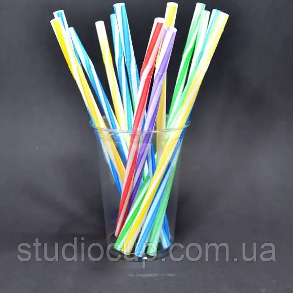 Трубочки з коліном Фреш гвинтові Мікс 23.5см.100шт/уп., фото 1