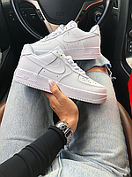 Кроссовки Nike Air Force 1 Low white / Найк Аир Форс белые низкие из натуральной кожи