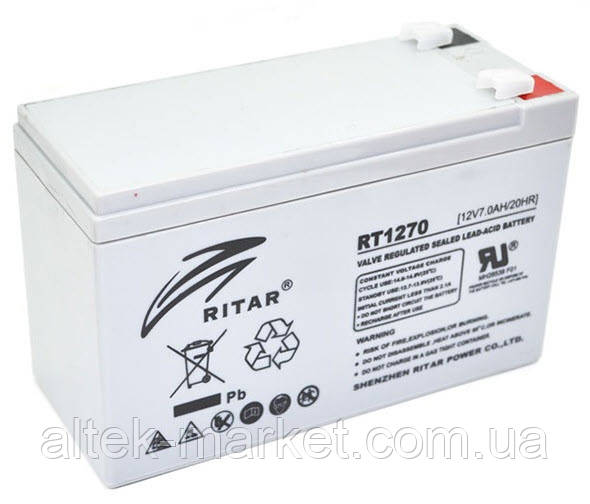 Акумуляторна батарея AGM RITAR RT1270, Gray Case, 12 В 7 А·год