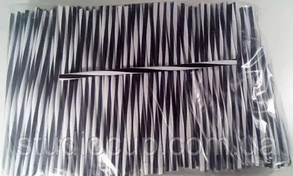 Трубочки Фреш без вигину гвинтові Чорно-Білі 250/8 мм. 500шт/уп., фото 1