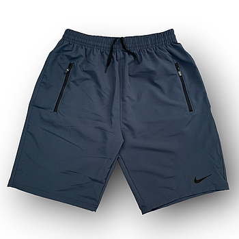 Шорти чоловічі спортивні плащівка мікрофібра Nike, розміри 48-56, сірі, 011597