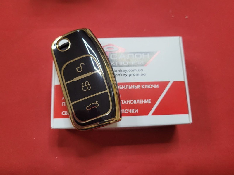 Чохол для ключа Ford TPU Black and Gold Суперякість