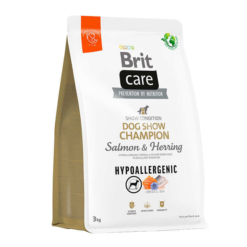 Сухий корм для виставкових собак Brit Care (Бріт Кеа) Dog Hypoallergenic Show Champion гіпоалергенний з лососем та оселедцем 3 кг