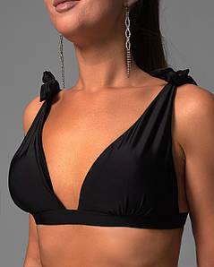 Купальний жіночий топ на зав'язках біфлекс Чорний