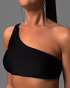 Купальний жіночий топ на одне плече бифлекс Чорний