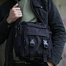 Чоловіча сумка чорна через плече COD BLACK з тканини МК, фото 4