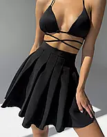 Женская юбка тенниска с высокой талией, XS/S, S/M, M/L, на потайной молнии, из тиара, белая, черная