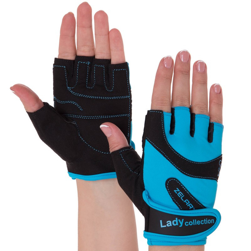Рукавиці для фітнесу рукавички спортивні Zelart Lady Collection 161729 розмір S Blue-Black
