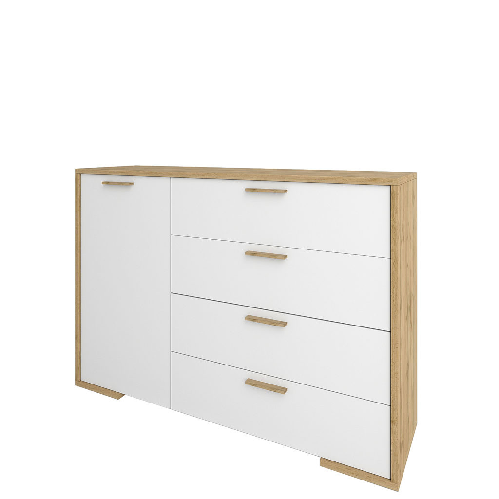 Сучасний комбінований комод 1Д4Ш 140 см з шухлядами та полицями в скандинавському стилі в спальню Франческа Сокме