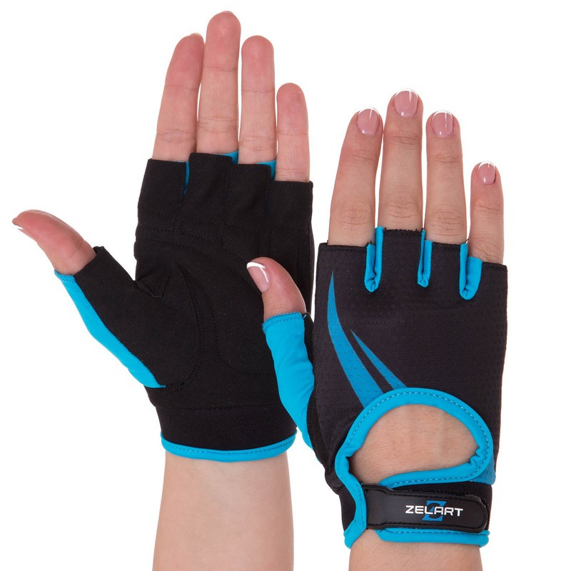 Рукавиці для фітнесу рукавички спортивні Zelart Lady Collection 161731 розмір S Black-Blue