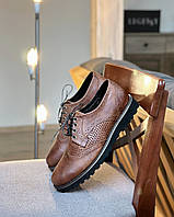 Мужские броги туфли с перфорацией с натуральной кожи ORIGINAL Legessy ONYX BROWN PERF