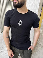Патриотическая футболка Тризубец (вышивка) черная XXXL