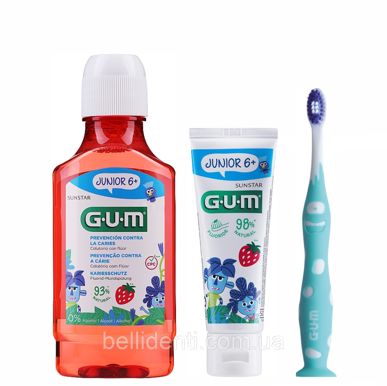 Набір Gum Junior від 6 років (ополіскувач 300 мл+зубна паста 50 мл+зубна щітка)