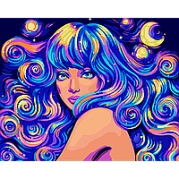 Картина по номерам SANTI Космическая девушка 40*50 см неоновые краски