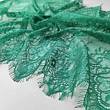 Ажурне французьке мереживо шантильї (з війками) зеленого кольору шир.51 см, довжина купону1,4 м, фото 3