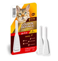 Капли на холку Golden Defence (Голден дефенс) №1 пипетка от паразитов для котов весом до 4 кг Palladium