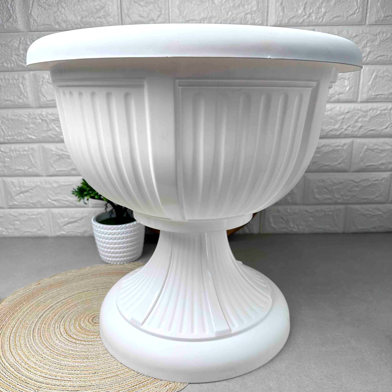 Великий білий вазон для відкритого майданчика 41*39см 15л, Леон Алеана