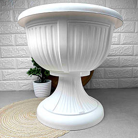 Великий білий вазон для відкритого майданчика 41*39см 15л, Леон Алеана, фото 3