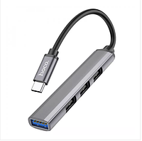 USB Хаб розгалужувач 2.0 + 3.0 Type C на 4 порти для флешок ноутбука макбука телефона комп'ютера ЮСБ hub 3 0 Сірий