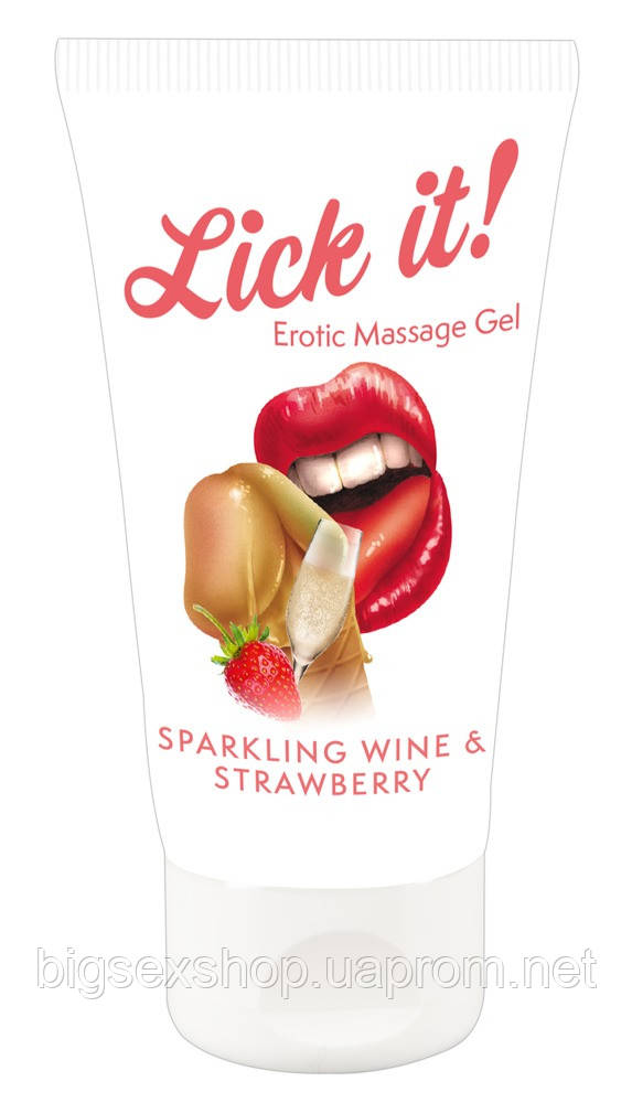 Масажний гель - Lick It! Sparkling Wine And Strawberry, 50 мл