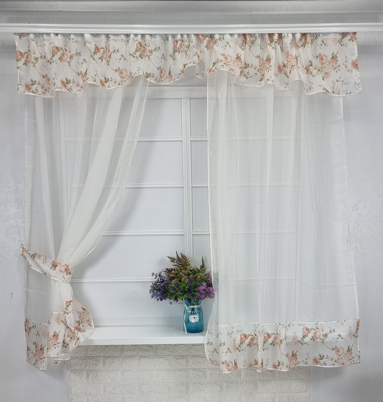 Кухонні штори "Віва" Персикові Троянди