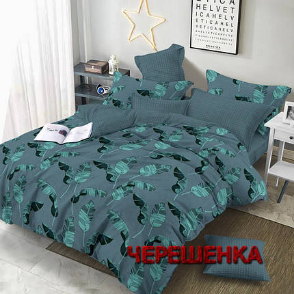 Тканина для постільної білизни Бязь "Gold" GLL1941-gold (A+B) - (50м+50м) пір'я на синьому + клітинка, фото 1