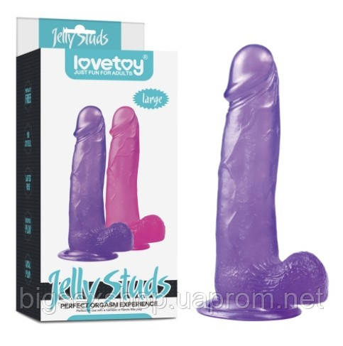 Фалоімітатор з мошонкою - Jelly Studs Crystal Dildo Large Purple