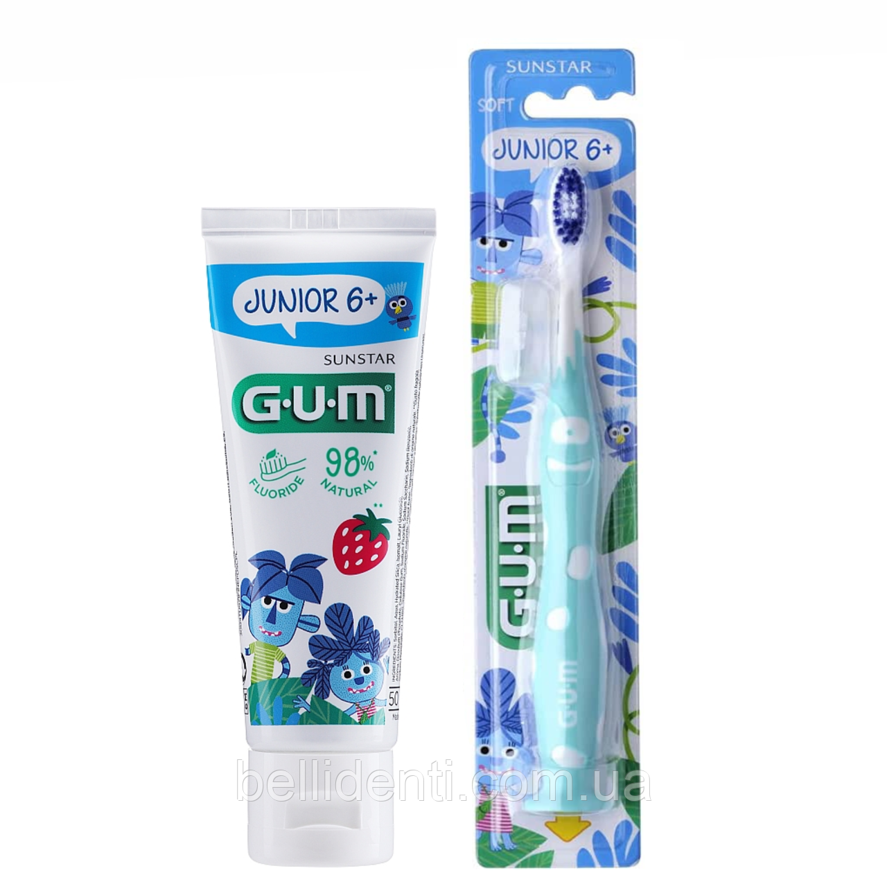 Набір Gum Junior від 6 років (зубна паста 50 мл+блакитна зубна щітка)