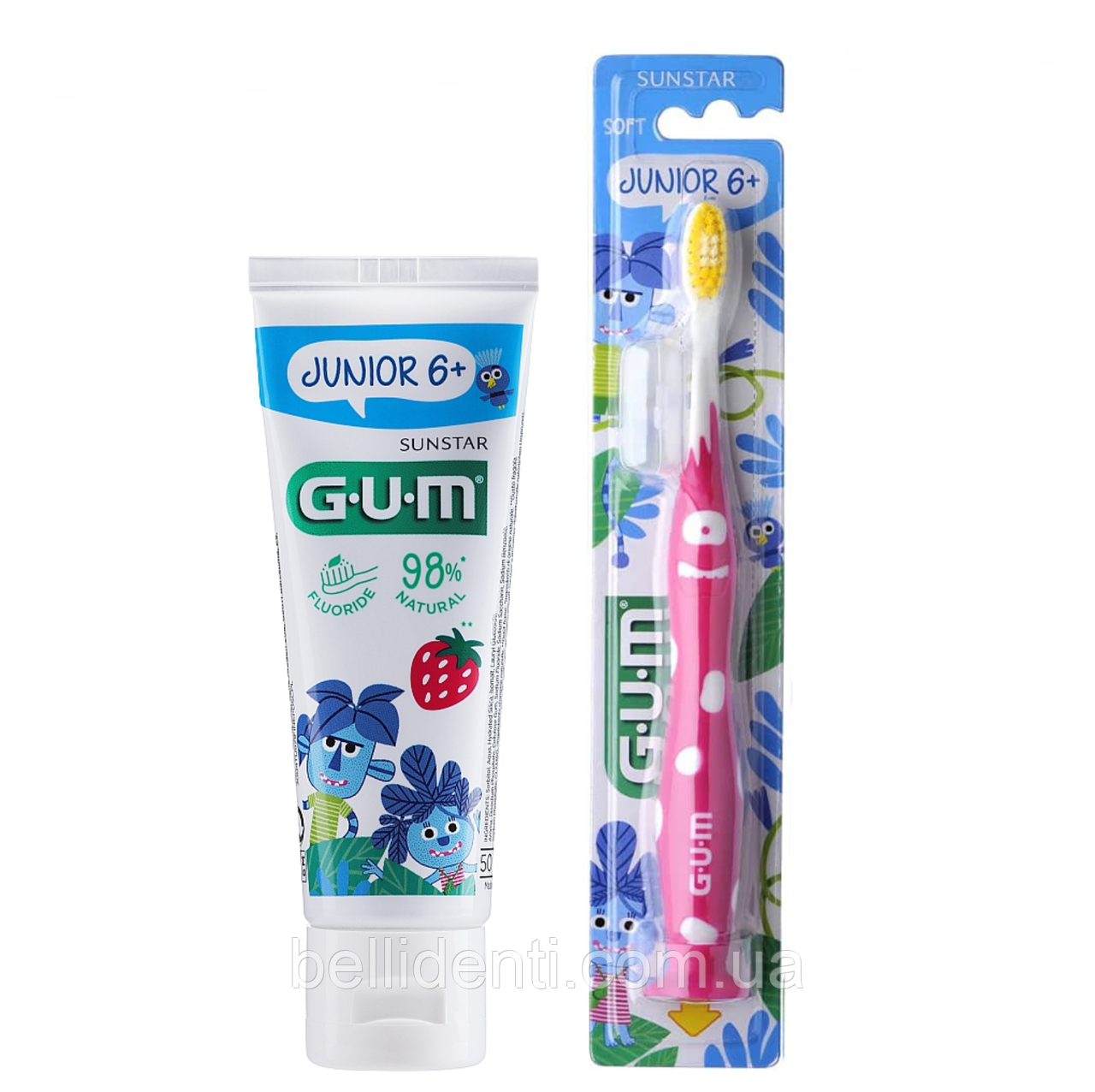 Набір Gum Junior від 6 років (зубна паста 50 мл+рожева зубна щітка)