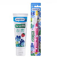 Набор Gum Junior от 6 лет (зубная паста 50 мл+розовая зубная щетка)