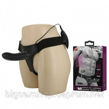 Чоловічий страпон - Pretty Love Marvin Strap-On Harness Vibrating Black 16,2 см