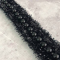 Тесьма декоративна 2 см з намистами - чорний (#13-11443)