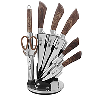Набор острых кухонных ножей на подставке на 9 предметов UNIQUE UN-1833