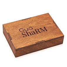 Скребок ГуаШа Сердце - Обсидіан + Подарункова коробка з дерева - Коричнева, фото 3