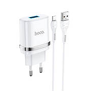 Зарядний пристрій HOCO N1 2.4A 1 Usb + кабель micro usb