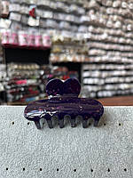 Заколка краб пластик для волос фиолетового цвета с жидкими переливающимися блёстками размер краба 8Х4 см