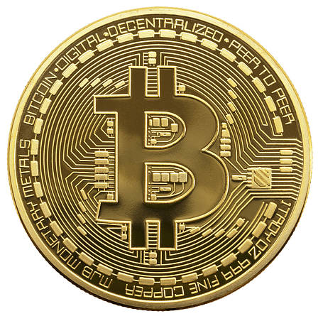 Сувенірна монета біткоіни (Bitcoin) - Золото, фото 2