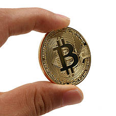 Сувенірна монета біткоіни (Bitcoin) - Золото, фото 2
