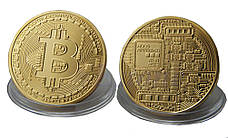 Сувенірна монета біткоіни (Bitcoin) - Золото, фото 3