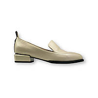 Женские кожаные слиперы бежевые туфли с острым носком на низком ходу H2099-A669-S1319 Brokolli 2206