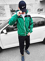 Чоловічий спортивний костюм Lacoste чорний/зелений (вітровка + штани) высокое качество Размер XXL