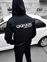 Чоловічий спортивний костюм Adidas чорний (вітровка + штани) высокое качество