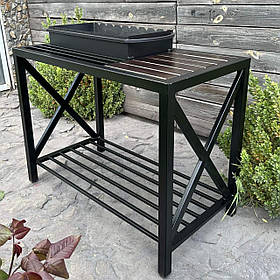 Мангал ML9-4CX у стилі лофт на дровниці на 9 шампурів 4 мм