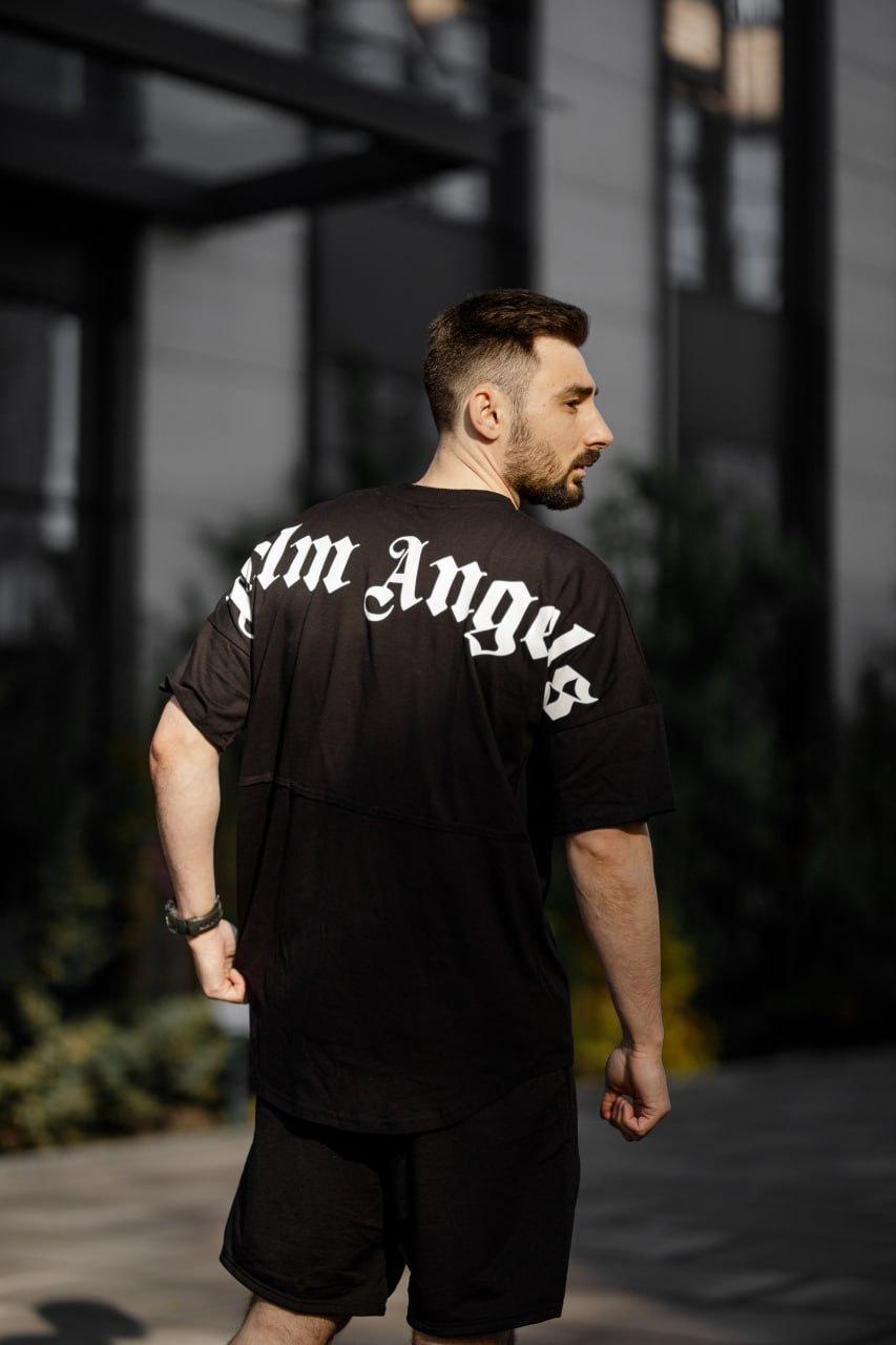 Чоловіча футболка оверсайз Palm Angels black Палм Ангелс чорна вільного крою