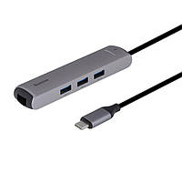 USB Хаб разветвитель Type C + 3 usb 3.0 + hdmi + LAN RJ45 ethernet Для ноутбука макбука компьютера ЮСБ hub