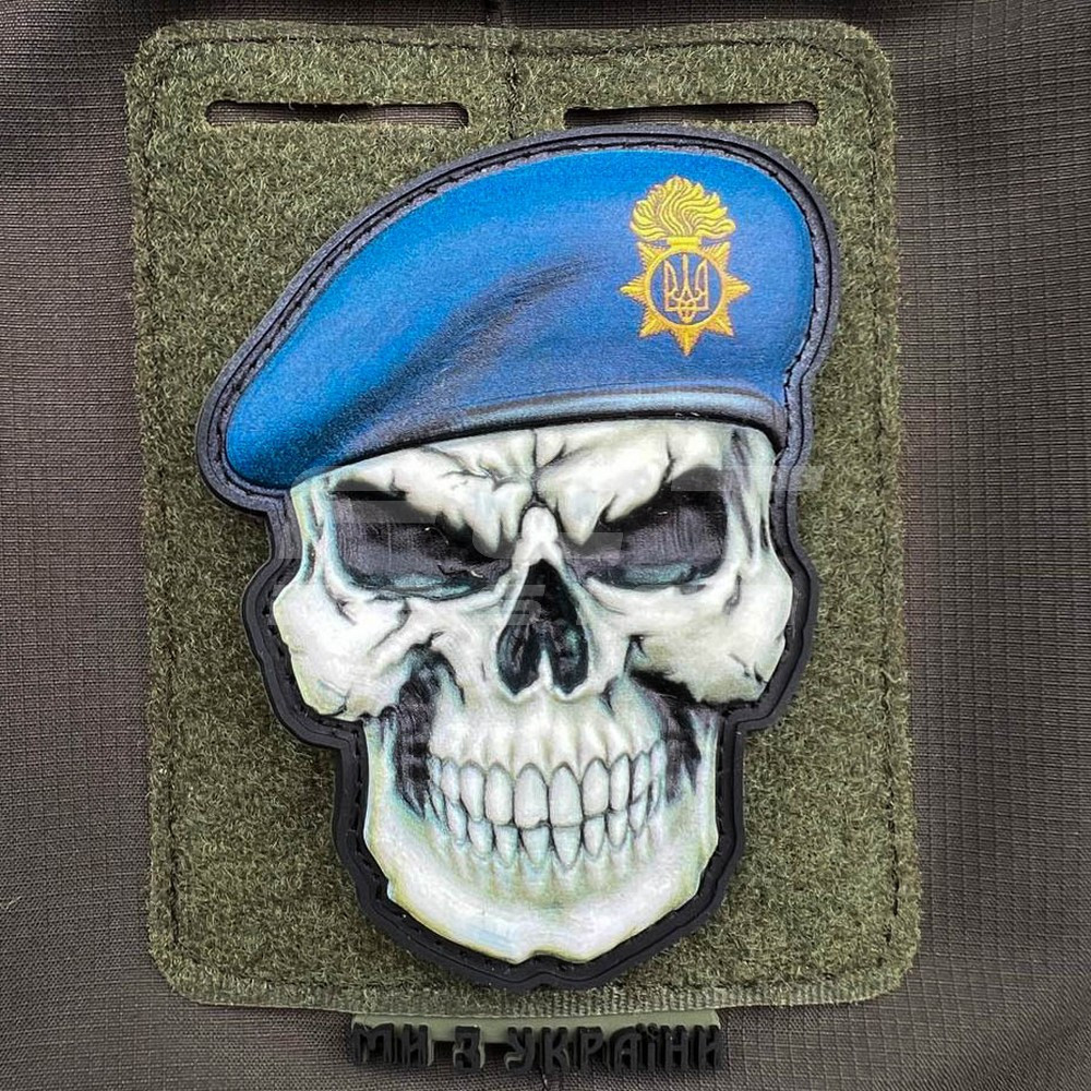 Шеврон/патч гумовий ПВХ Череп в береті НГУ, фото 1